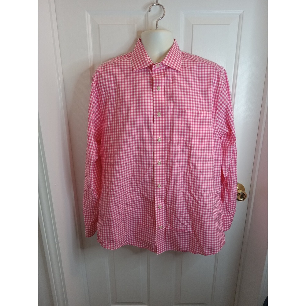 Vineyard Vines Mens Shirt Large Pink‎ White Long Sleeve Button Up Cooper Shirt